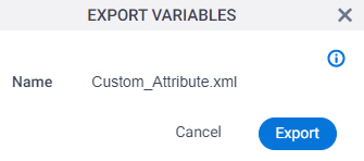 Export Variables screen