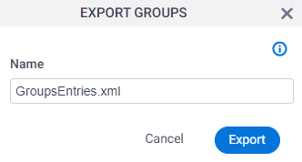 Export Groups screen