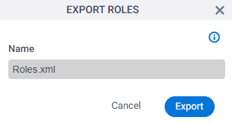 Export Roles screen