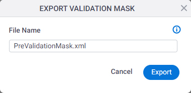 Export Validation Mask screen