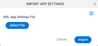 Import App Settings screen