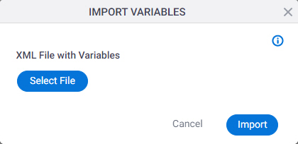 Import Variables screen