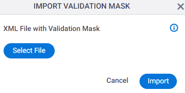 Import Validation Mask screen