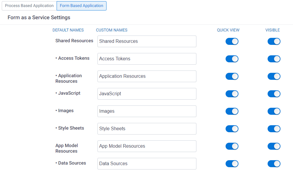 Form Based Application screen