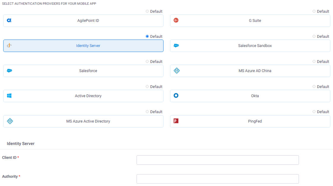 IdentityServer Configuration screen