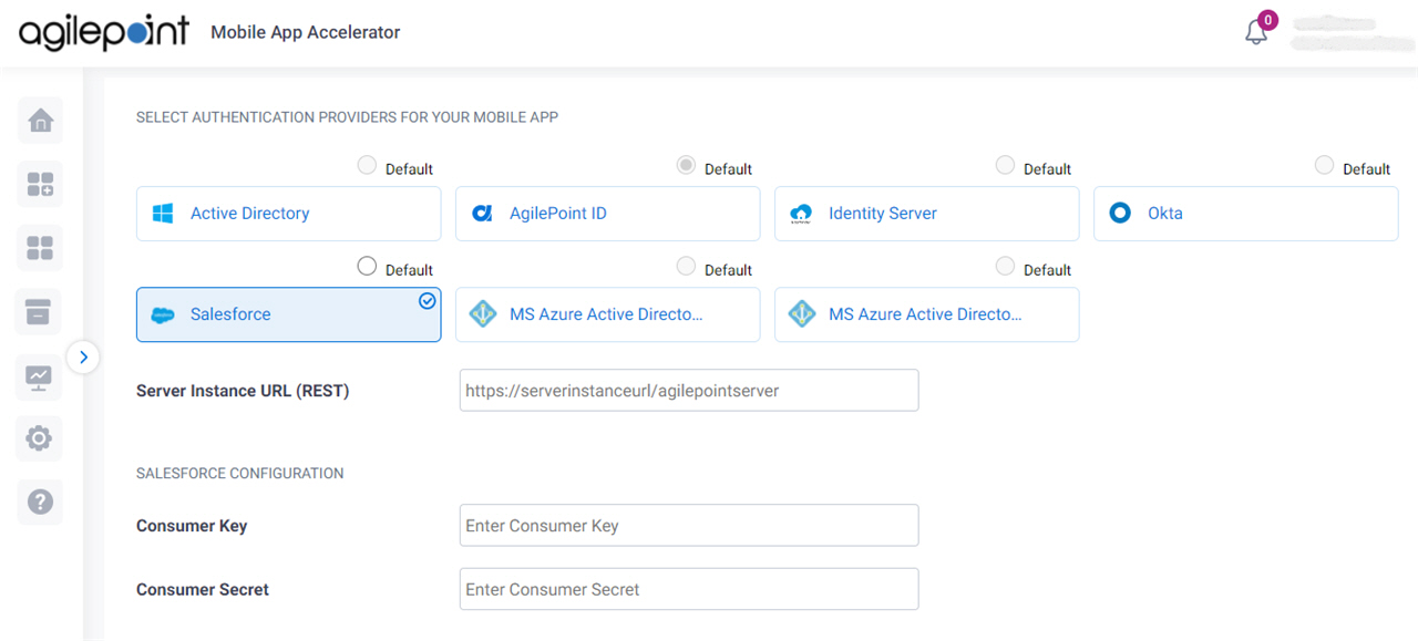 Salesforce Configuration screen