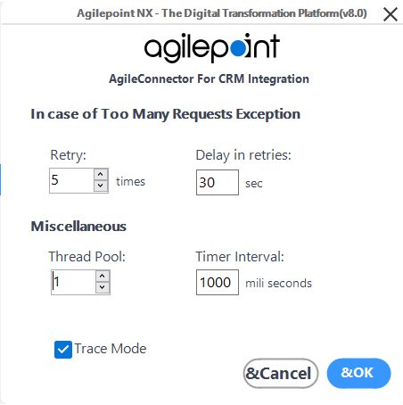 CRM Configuration screen