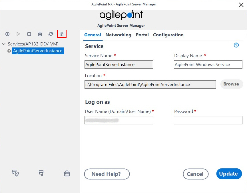 Click Open Server Configuration