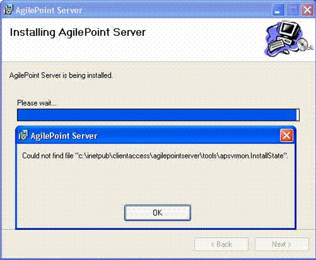 AgilePoint Server Installation Error Message