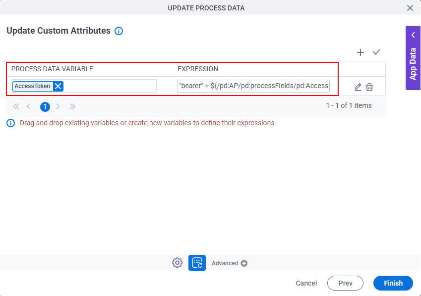 Update Process Data Variable