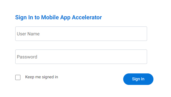 Mobile App Accelerator screen