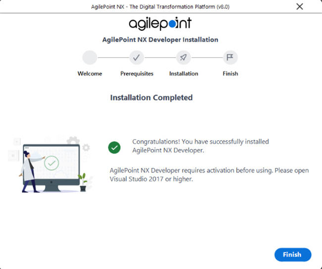 AgilePoint NX Developer Installation Completed Message screen