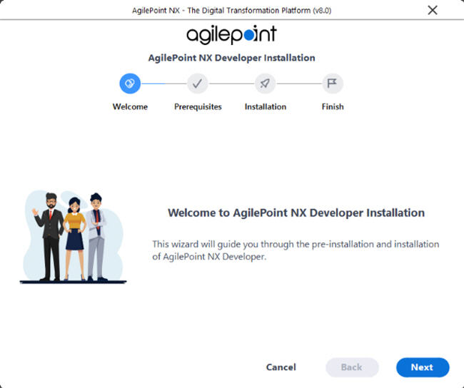 Welcome To AgilePoint NX Developer Installation screen
