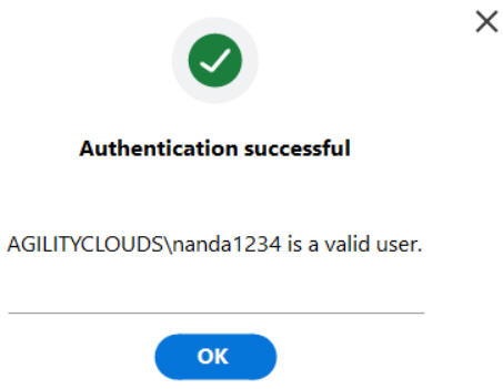 AgilePoint Server Authentication Successful Message screen