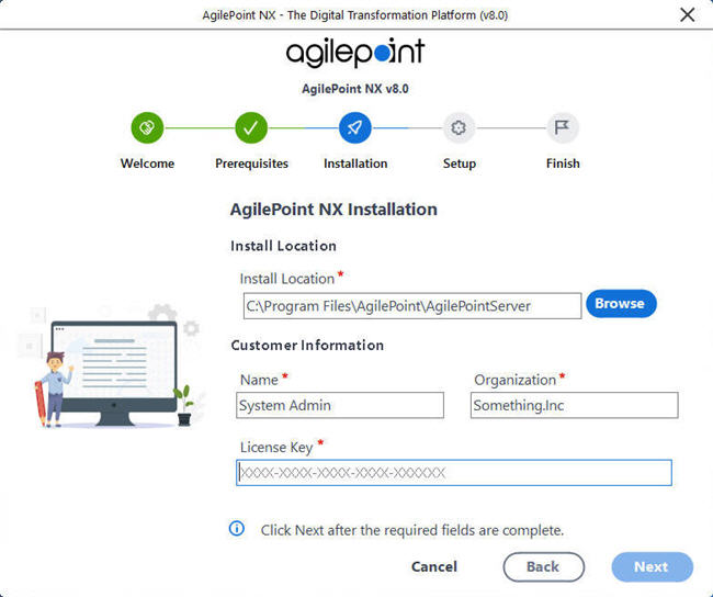 AgilePoint Server Install Location screen