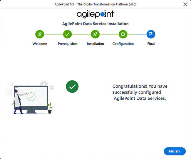 AgilePoint Data Services Installation Completed Message screen