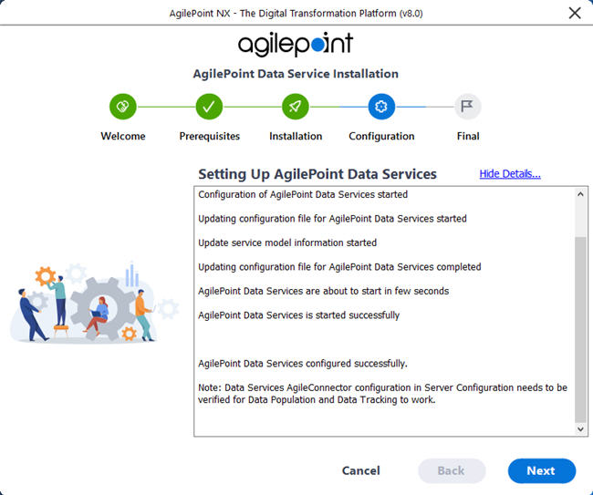 AgilePoint Data Services Installation Completed screen