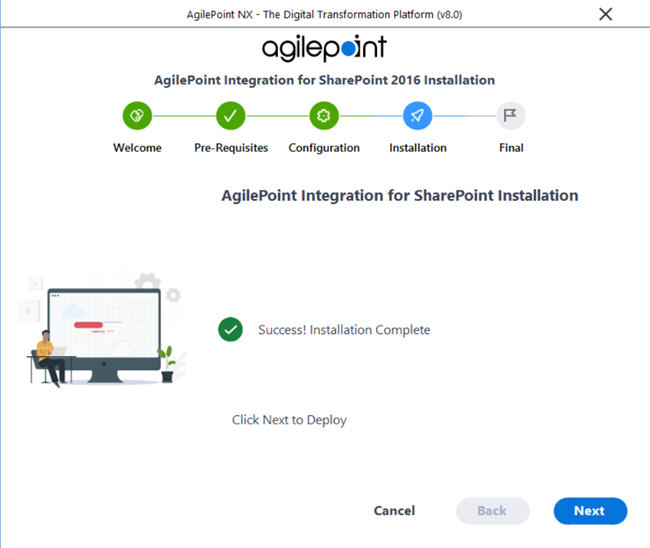 AgilePoint Integration For SharePoint Installation Success screen