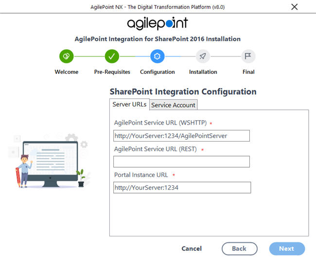 SharePoint Integration Configuration screen