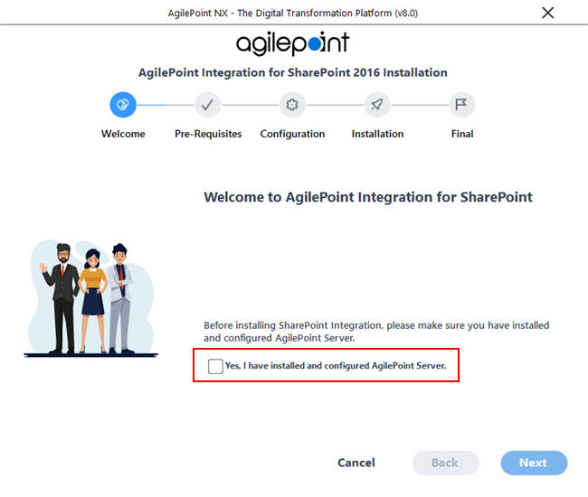 Welcome To AgilePoint Integration For SharePoint Installation screen