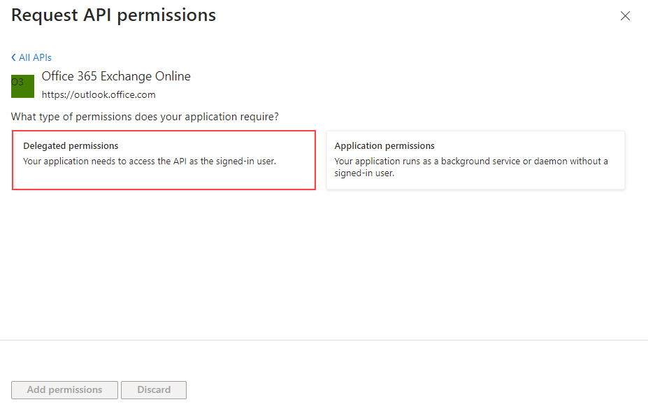 Click Delegated Permissions