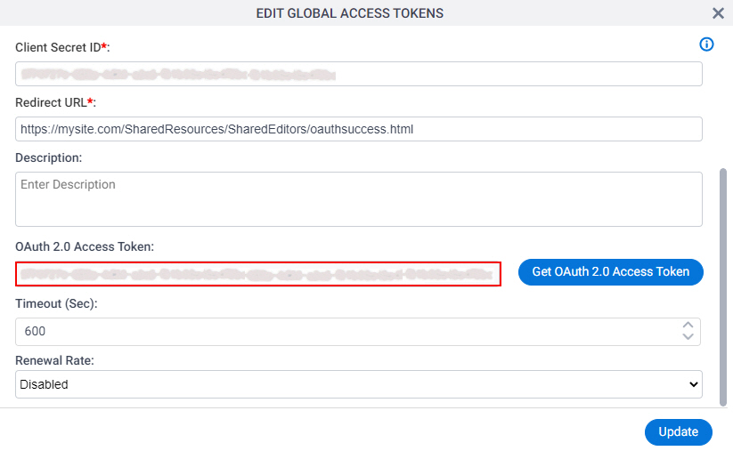 OneDrive Access Token screen