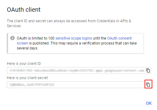 Copy Client Secret