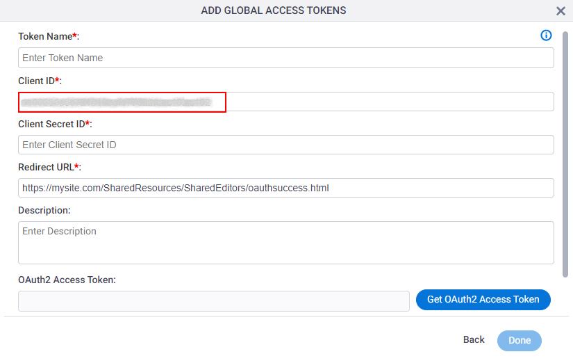 OneDrive Access Token screen