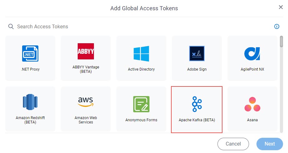 Select Apache Kafka Access Token