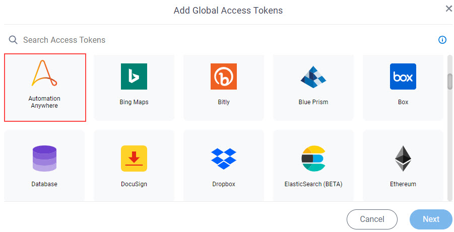 Select Automation Anywhere Access Token