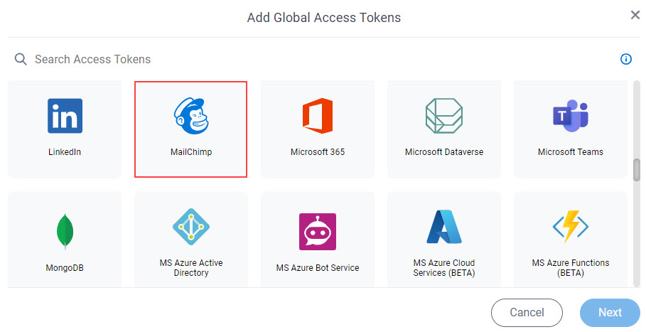 Select Mailchimp Access Token