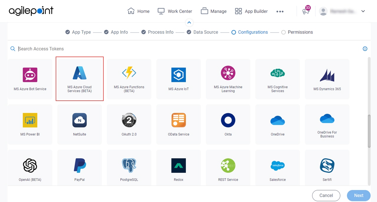Select MS Azure Cloud Services