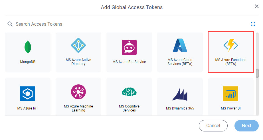 Select MS Azure Functions Access Token