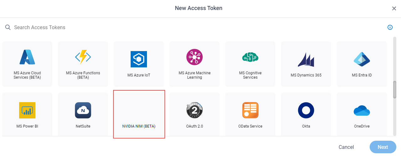 Select NVIDIA NIM App Token