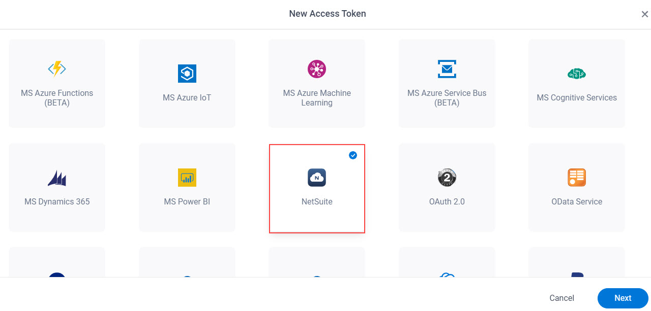 Select NetSuite App Token