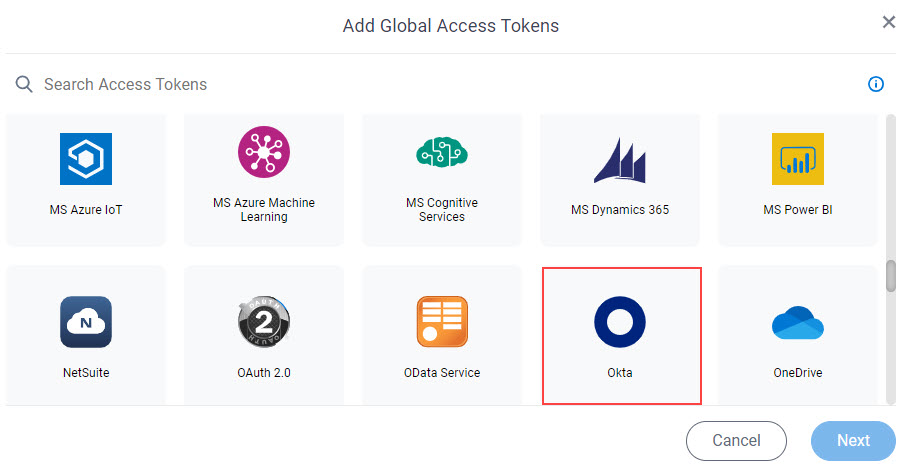 Select Okta Access Token