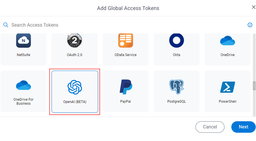 Select OpenAI Access Token