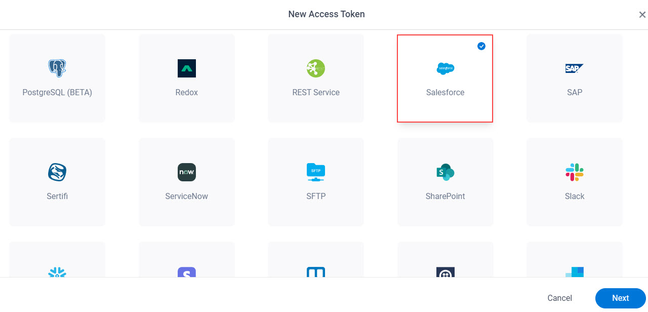 Select Salesforce App Token