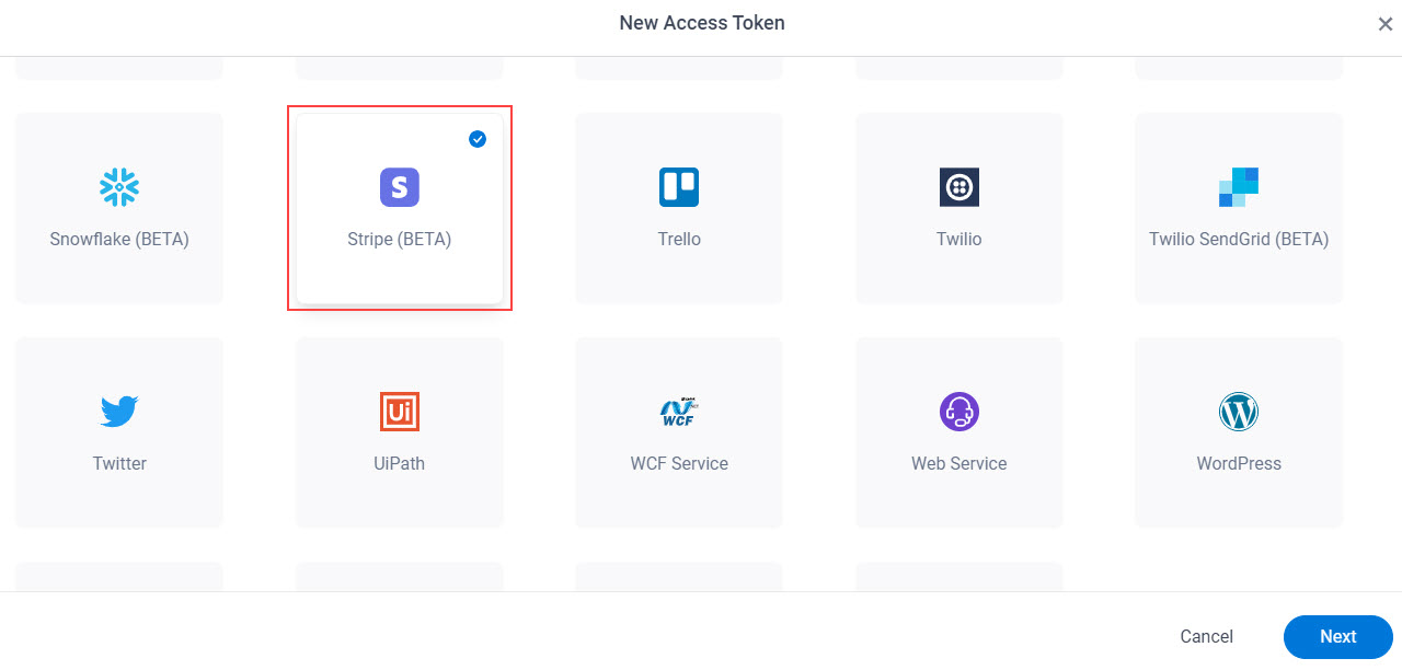 Select Stripe App Token