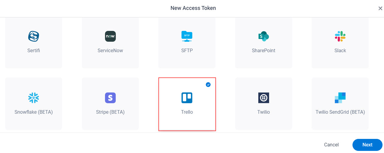 Select Trello App Token