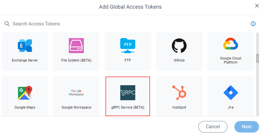 Select gRPC Service Access Token