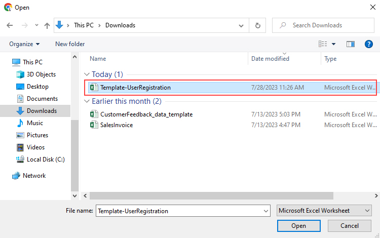 Select Excel File