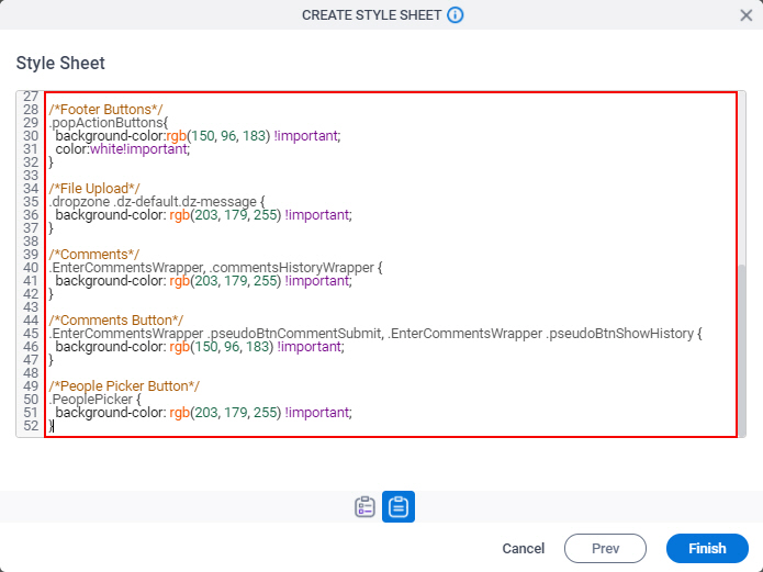 Create Style Sheet CSS Code