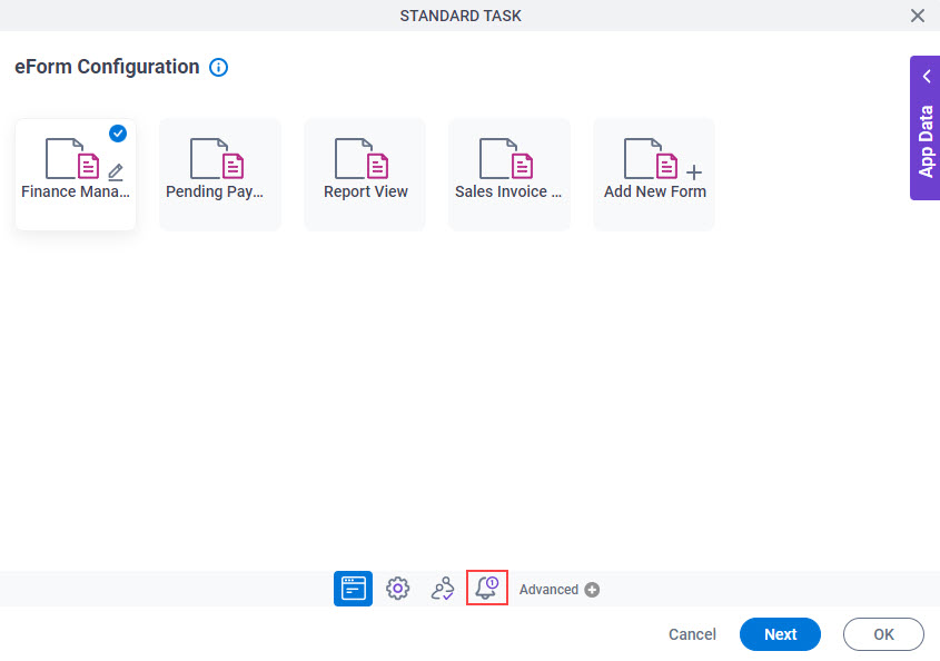 eForm Configuration screen