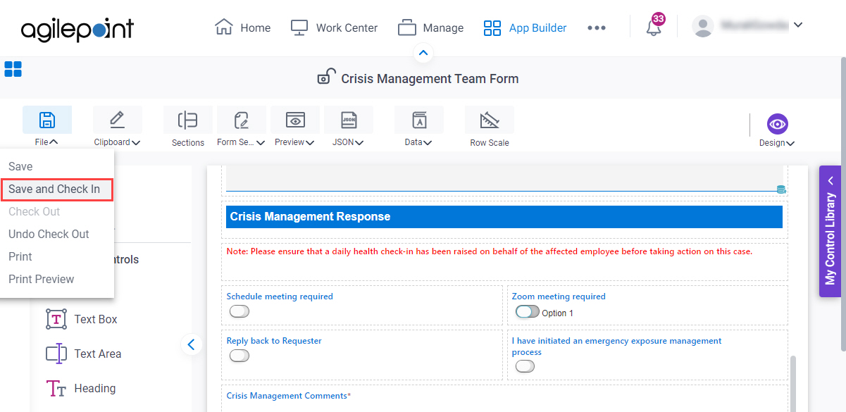 Crisis Management Team eForm