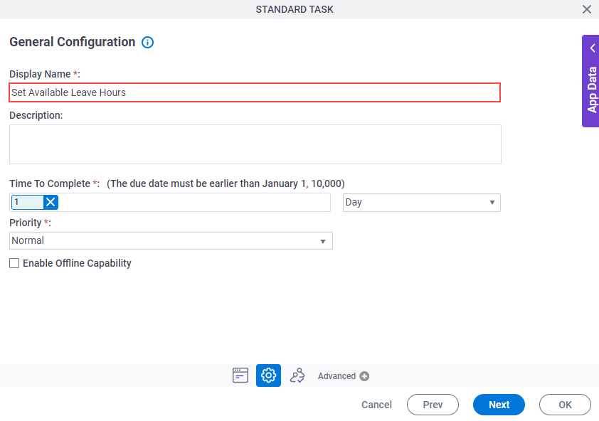 Eform Configuration screen