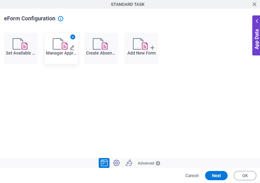 Eform Configuration screen