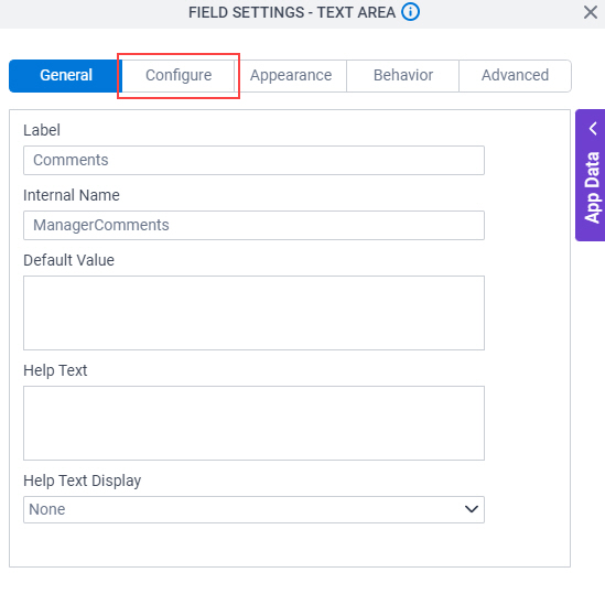 Click Configure Tab