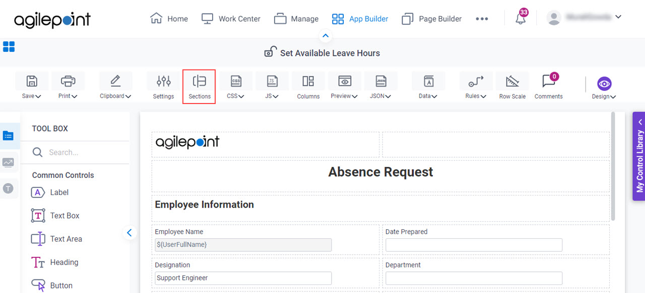 Click Form Sections