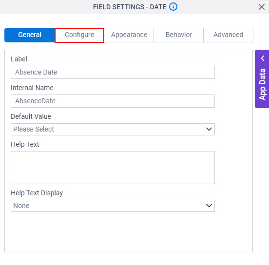 Click Configure Tab